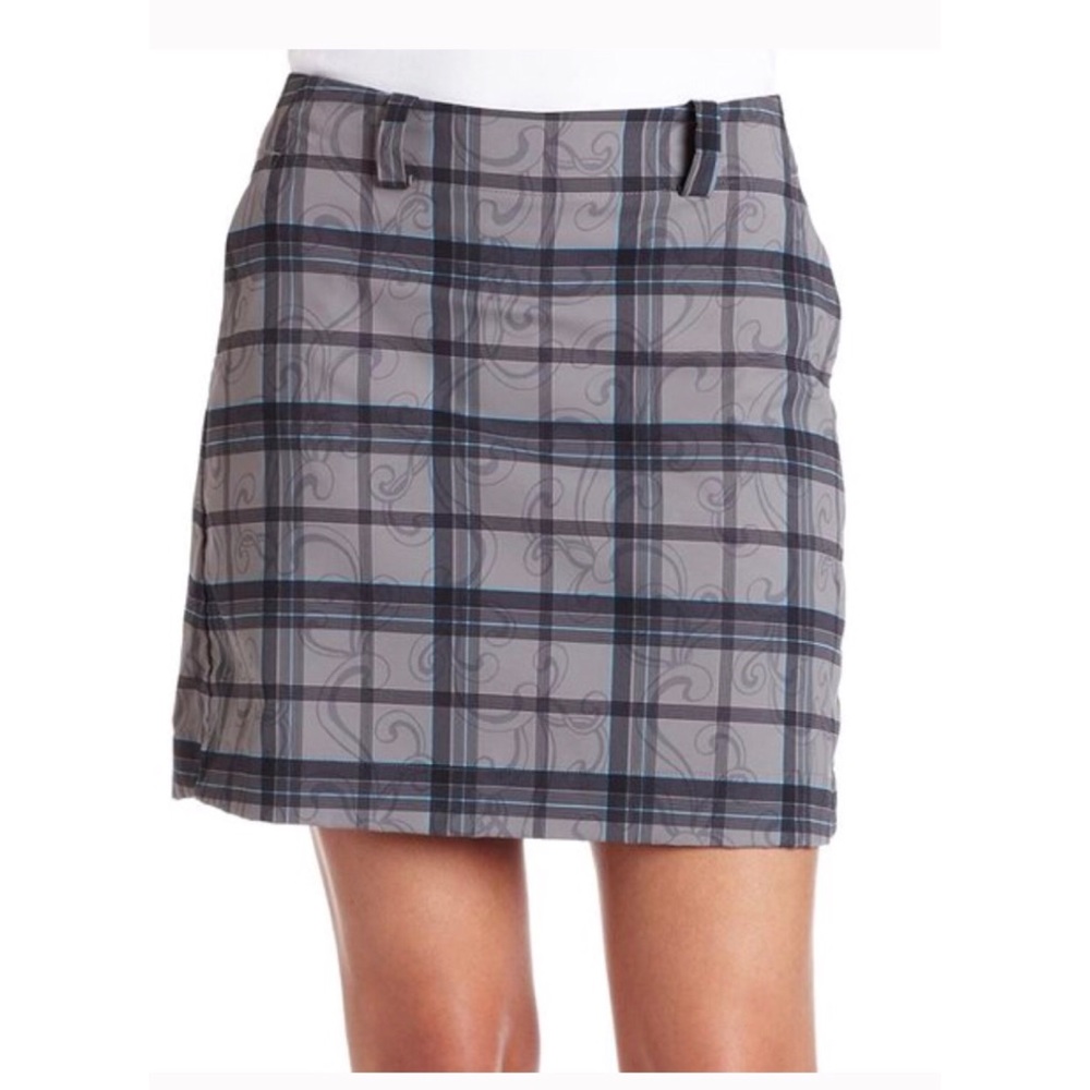 Nike Dri Fit gray plaid golf skort 10 EUC